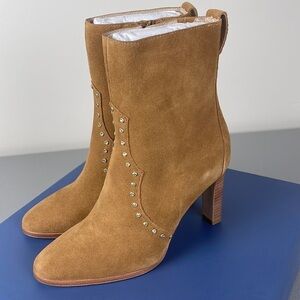 PAIGE Casey Pointed Toe Bootie in Cognac.